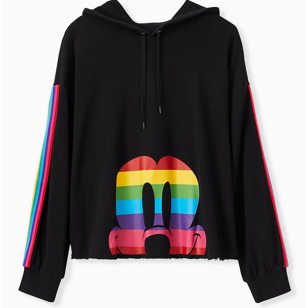 DISNEY MICKEY MOUSE RAINBOW BLACK CROP HOODIE 2x & 4x